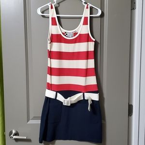 L.A.M.B red white blue striped dress 6